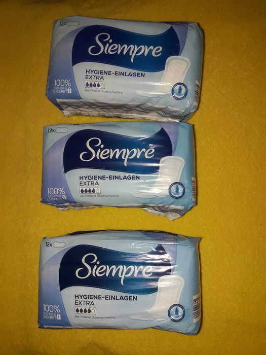 Три пачки Урологічні прокладки Siempre Extra Німеччина 4 краплі 36 шт.