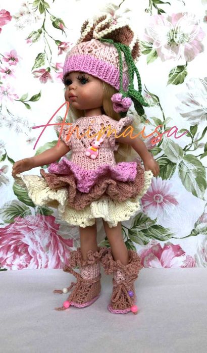 Вязаная  одежда из серии "Rose Garden" для куклы  Паола Рейна 32-34 см