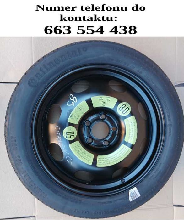Koło dojazdowe CITROEN C5/Peugeot 3008 2008-2017 CONTINENTAL  135/80/18 2916R 4J × 18 ET32 (nowe) nr 89