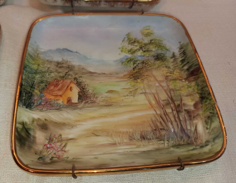 4 Pratos Pintados Mão Porcelana Áustria