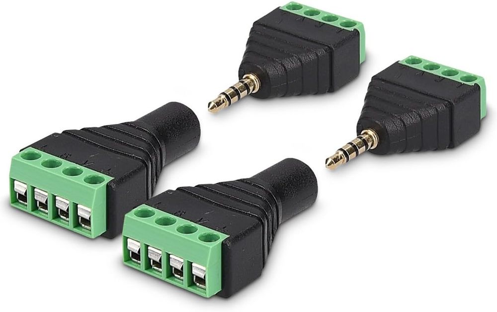 kwmobile 2X Jack Adapter 3,5 mm - Block zaciskowy z 4-pinowym złączem