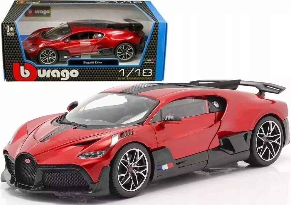 BUGATTI Divo 1:18 supercar red model BBurago 11045. Nowy Produkt