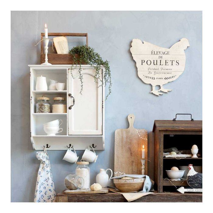 Dekoracja ścienna kura drewniana farmhouse