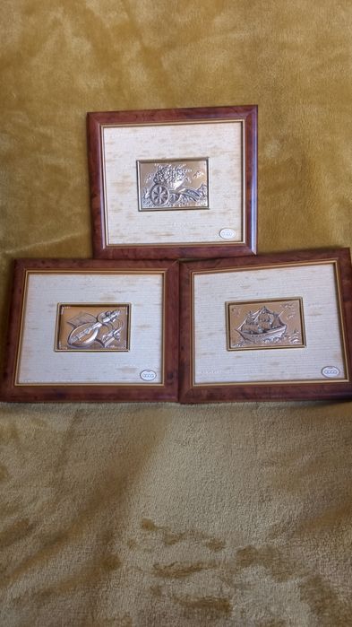 Trio de Quadros em Prata 925 ACCA (Made in Italy) – Excelente Estado