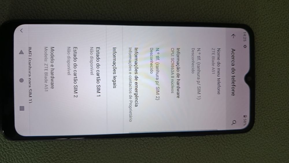 Telemóvel androide ZTE BLADE A 51 da Vodafone