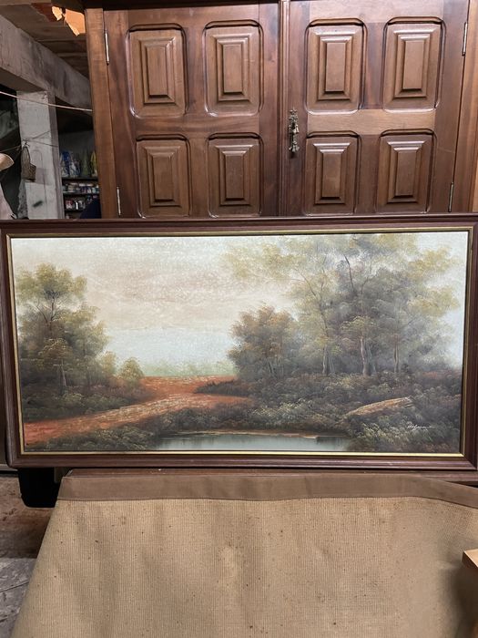 Pintura a óleo sobre tela com moldura