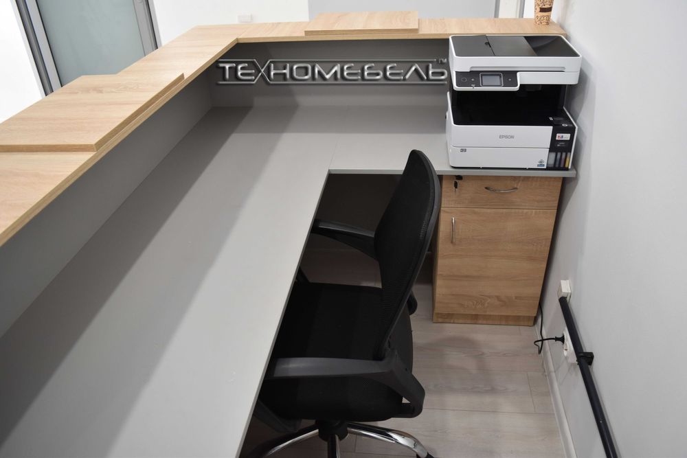 Ресепшн ТЕХНОмебель угловой цвет серый-древесный