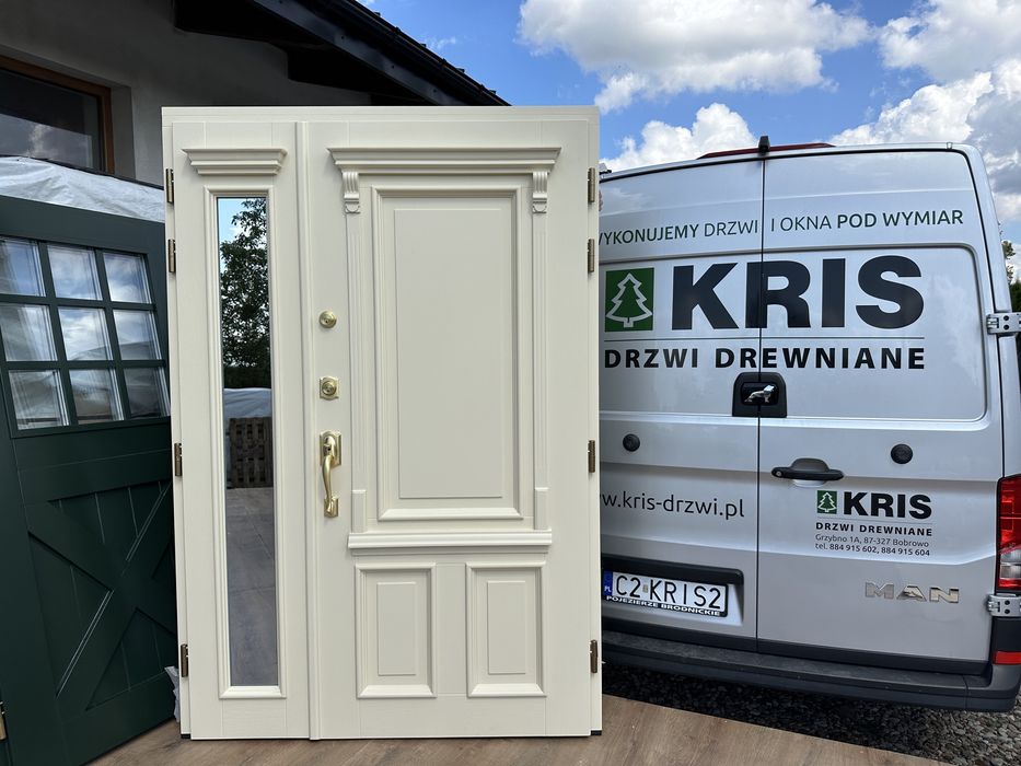 Drzwi zewnętrzne drewniane Dwuskrzydłowe Amerykańskie Schlage Montaż