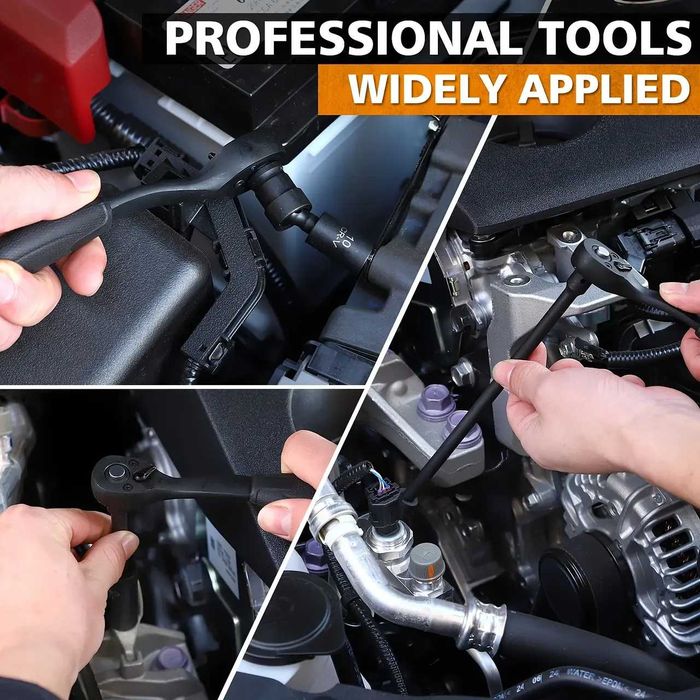 D37- KIT 56PCS jogo roquete  de 1/4 polegada, 56 peças Tamanhos SAE