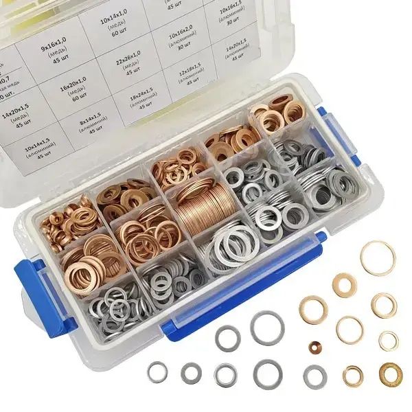 Набір шайб 750 шт мідних і алюмінієвих М3-М22