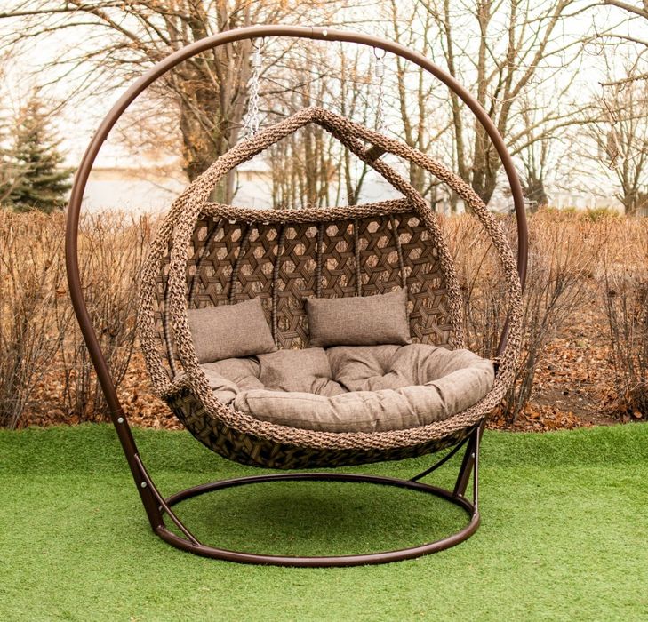 Садовая Качеля KRESLOROTANG. Фабрика. Подвесное кресло из ротанга Дабл
