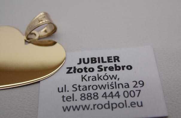 Złota zawieszka gładkie serce.