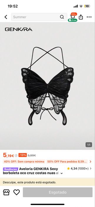 Top borboleta Shein