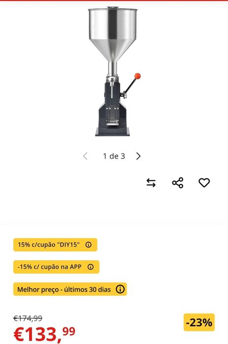 máquina de enchimento manual de líquidos e pastas (como a Máquina de Enchimento Manual VEVOR).•
 Função: En