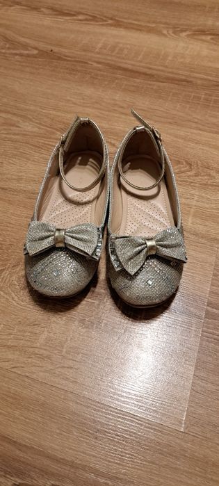 Baleriny, buty eleganckie, wizytowe, Tahari, 33, złoty, srebrne kryszt