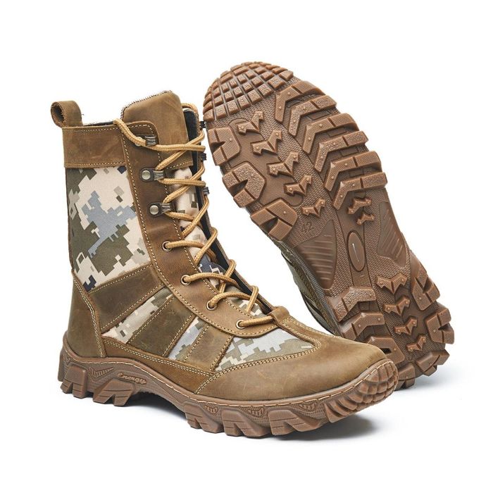 Легкі тактичні чоловічі берці шкіряні + вставки кордура берцы легкие