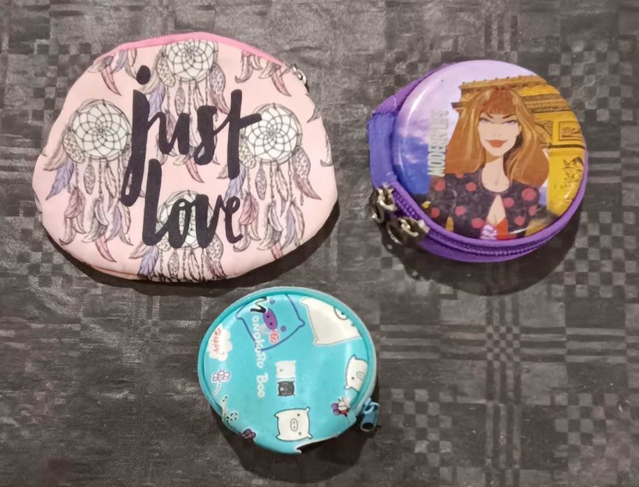 Conjunto 3 Porta-moedas: Just Love + Modern Life Paris + Monokuro Boo