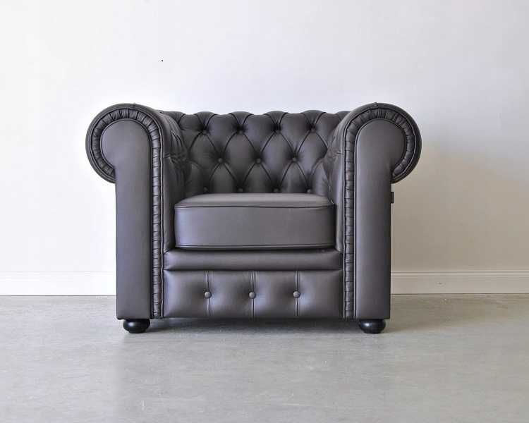 Pikowana Sofa Chesterfield Classic |4 osobowa| skóra naturalna | szara