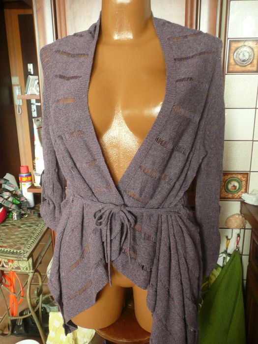 Marks&Spencer dzianinowy ażurowy sweterek NARZUTKA