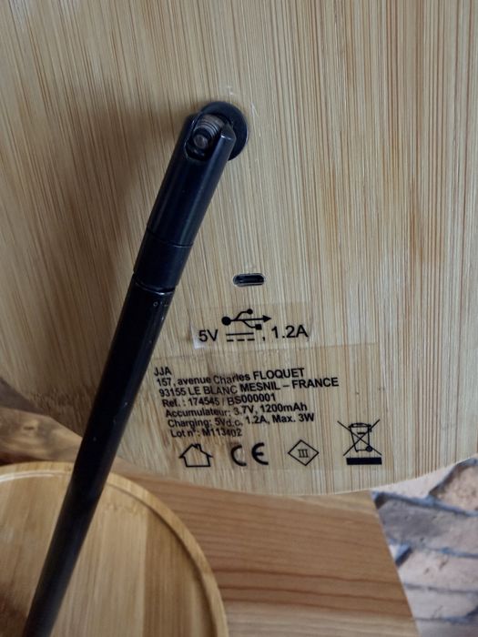 Lustro stojące bambusowe LED 3 tryby na USB