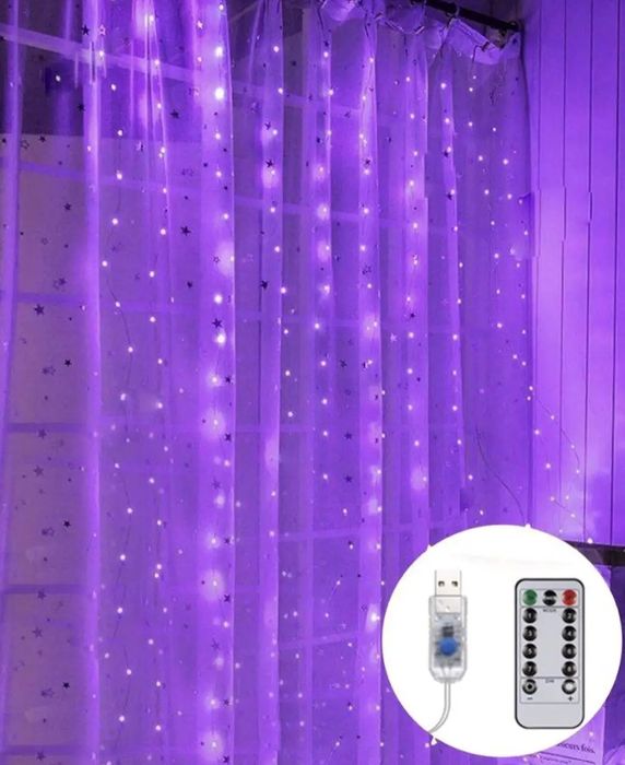Гірлянда роса led штора 3×3м usb