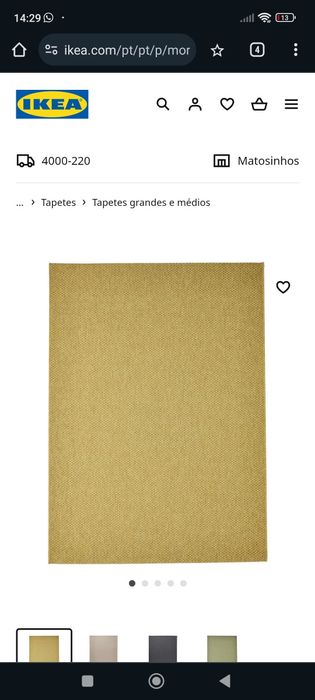 Tapete ikea tecelag plana, int/exterior, amarelo claro, 160x230 cm