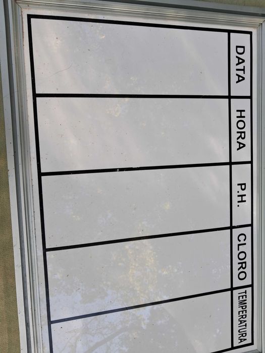 Quadro de registos de estado de piscina