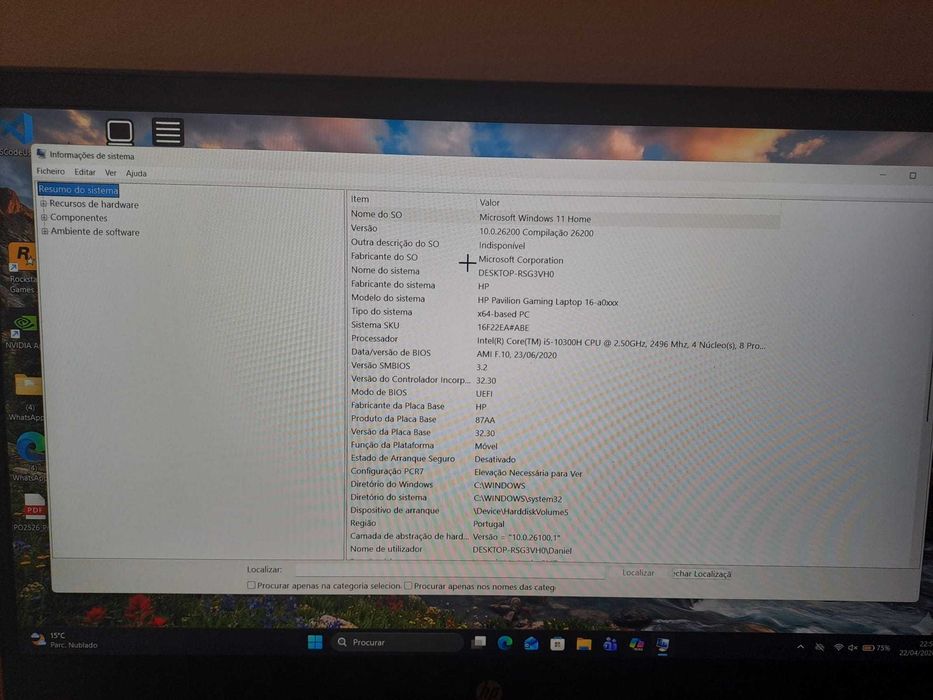 HP Pavilion Gaming 16" | i5 10ª Gen | SSD 512GB