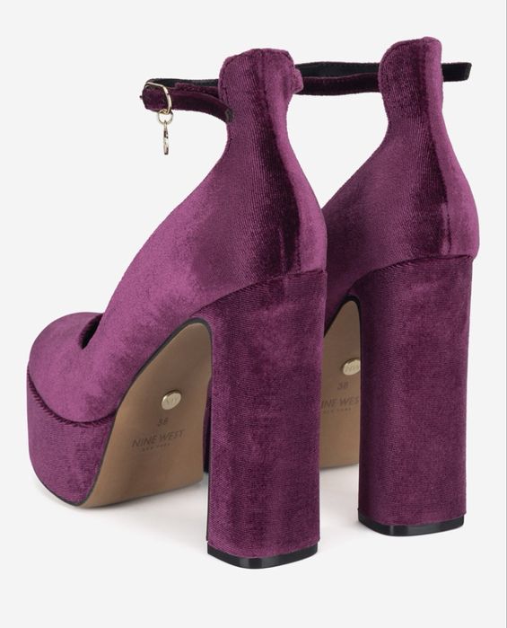 Platformy fiolet 13 cm nowe aksamitne piekne 38