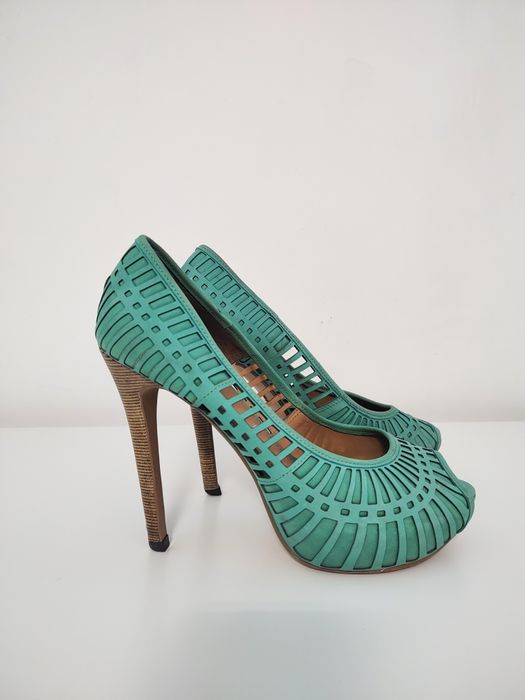 KAZAR turkusowe Szpilki Ażurowe LATO r. 36