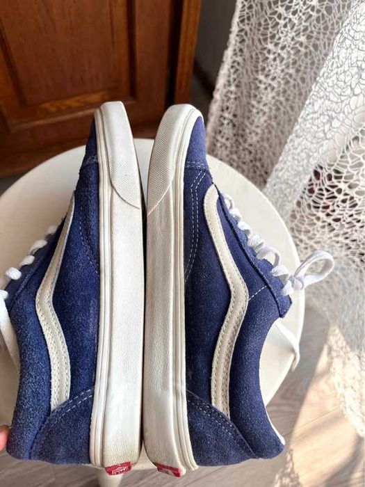 Buty trampki Vans Old Skool zamsz niebieskie białe original skater 38