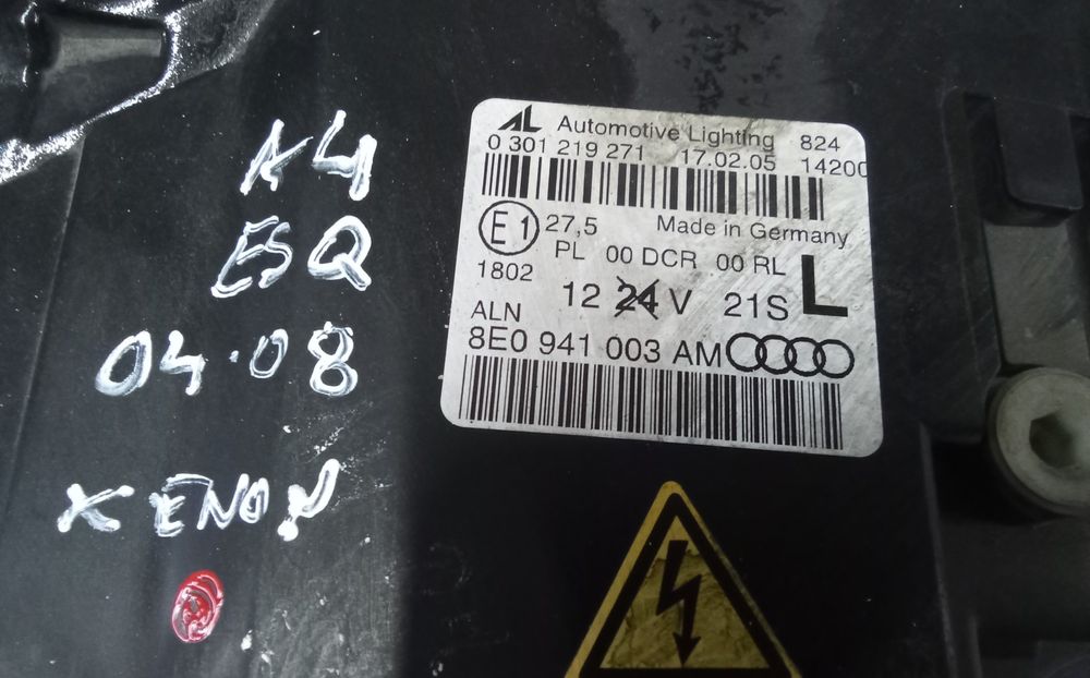 FAROL XENON ESQUERDO AUDI A4 (8EC, B7) REF: 0301219271
