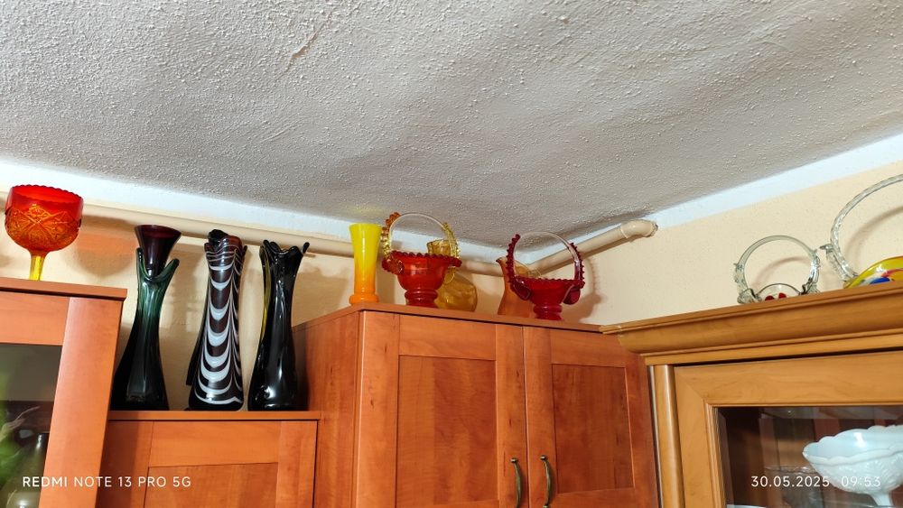 Szkło Kolorowe PRL-u Wazony Patery Owocarki Kryształy