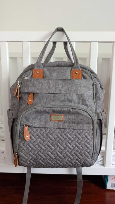 Mala para fraldas com bolsos térmicos para biberões e estojo para chupetas