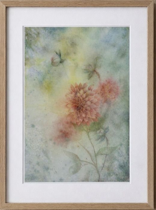 Obraz akwarelowy kwiat Dalia akwarela A4