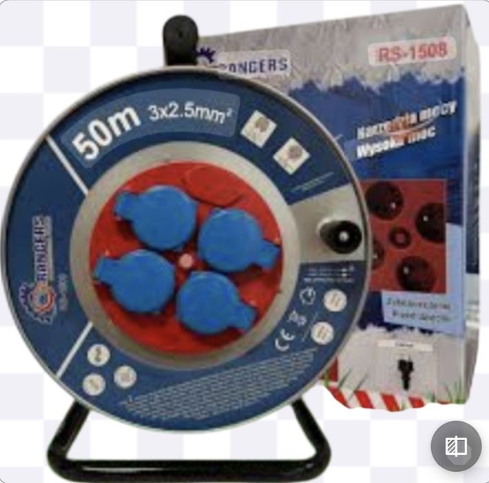 PRZEDŁUŻACZ BĘBNOWY 50m 3x2,5 – Metalowy Bęben, Moc