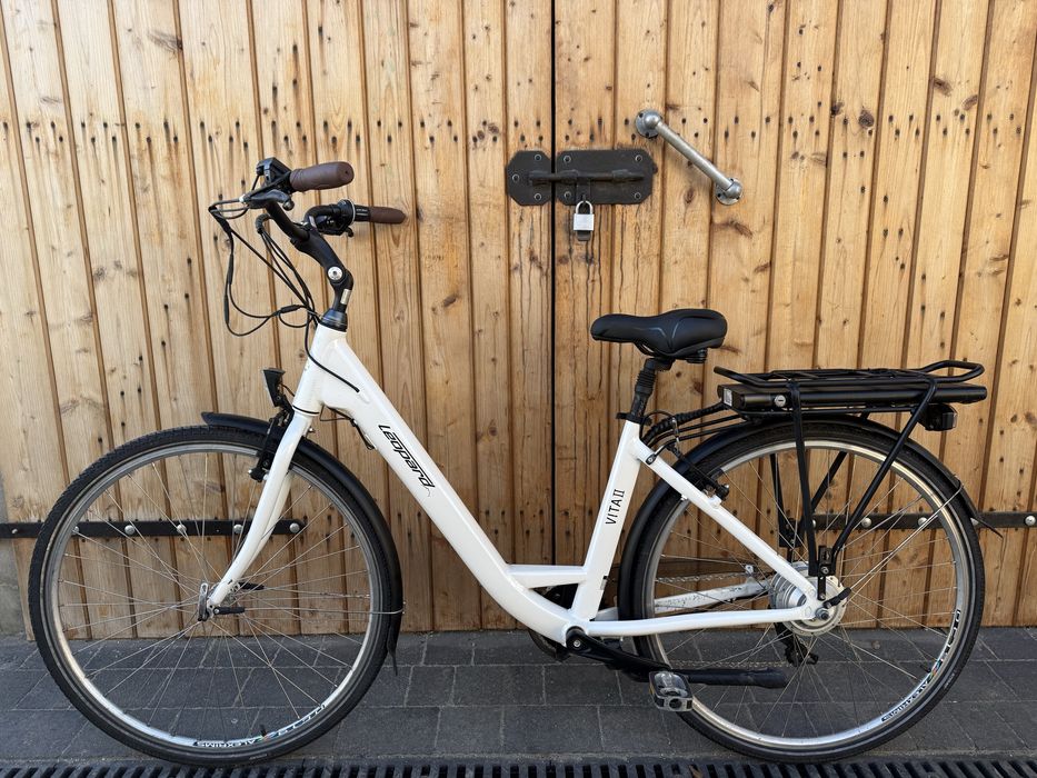 Rower Elektryczny LEOPARD miejski damski Gazelle Bafang 36 V biały S M