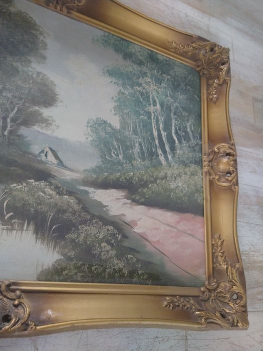 Malowany na płótnie sygnowany obraz