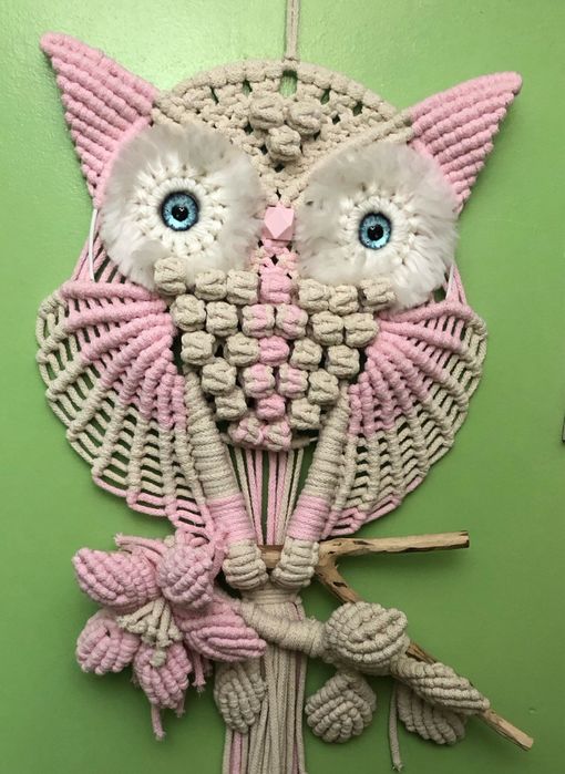 Sowa, makrama ozdoba