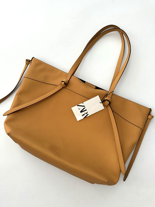 ZARA musztardowa torba shopperka