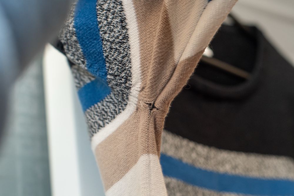 В'язаний жіночий джемпер з коротким рукавом у смужку xl dressbarn