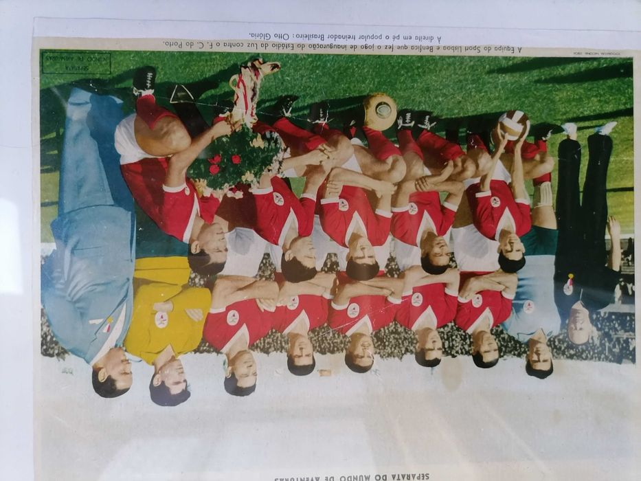 Bilhete e Moldura Equipa do Benfica INAUGURAÇÃO Estádio da Luz 1954