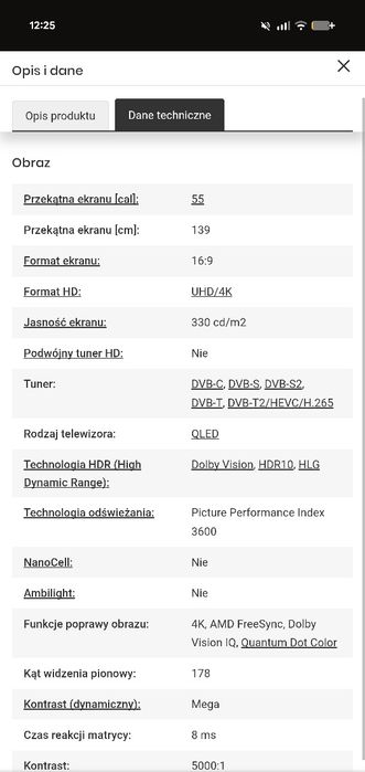 Telewizor TCL 55C735 55" QLED 4K 144Hz Google TV + uchwyt  Gratis