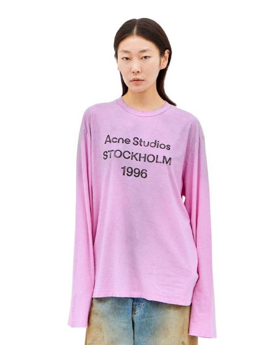 Лонгслів Acne Studios Stamp Logo Long Sleeve Deep Blue \ Olive Green \ Chocolate Brown \ Candy Pink \ Dusty White \ Faded Black