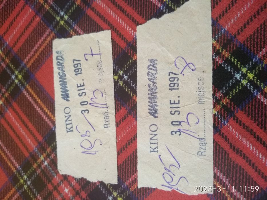 Stare bilety do kina awangarda z 1997 roku