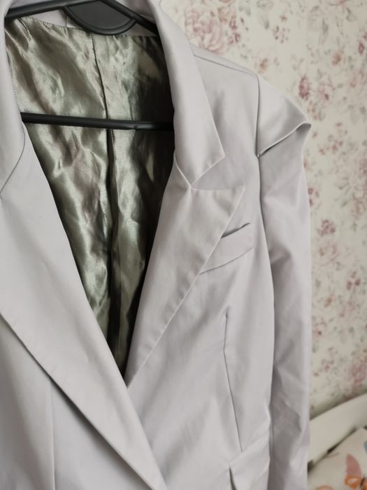 Szara, srebrna marynarka, żakiet, wesele, elegancka 40\L, ładne Ramion