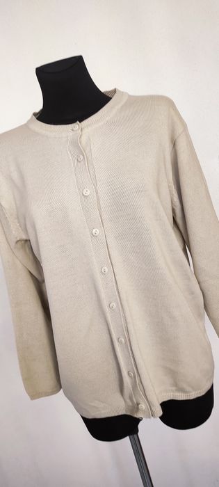 Piękny beżowy sweter wełna Merino L