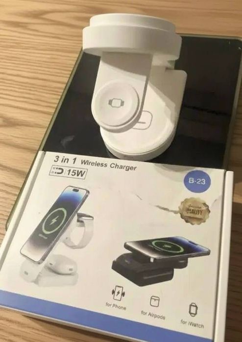 Бездротова зарядка 3 в 1 MagSafe 15W  iPhone Android Watch AirPods
