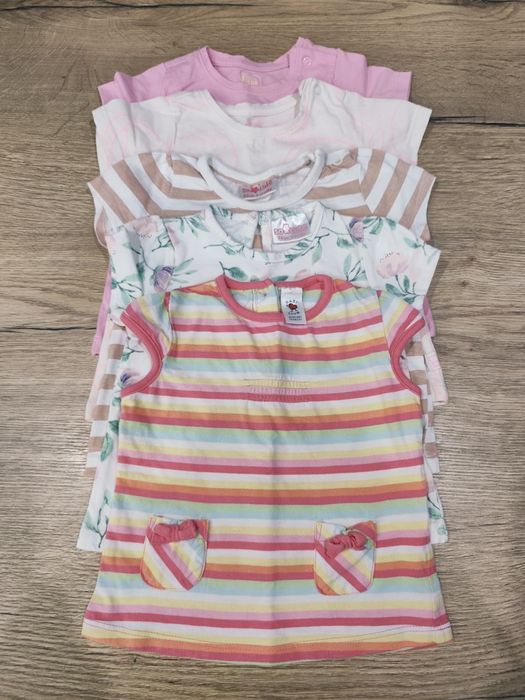 Dziewczęce bluzki na krótki rękaw - 5 szt., Cool Club, C&A, So Cute,74