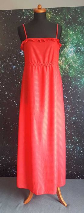 Komplet nocny koszulka i szlafrok czerwone vintage